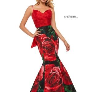 Sherri Hill Red Floral Gown